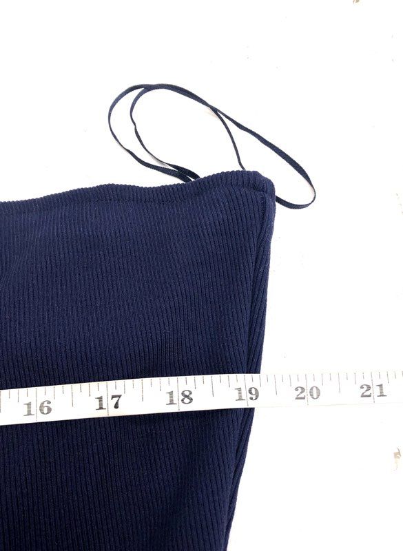 Gap Women's Strapless Mixed Media Midi Dress Navy Blue Ribbed Cotton Sz XL NWT