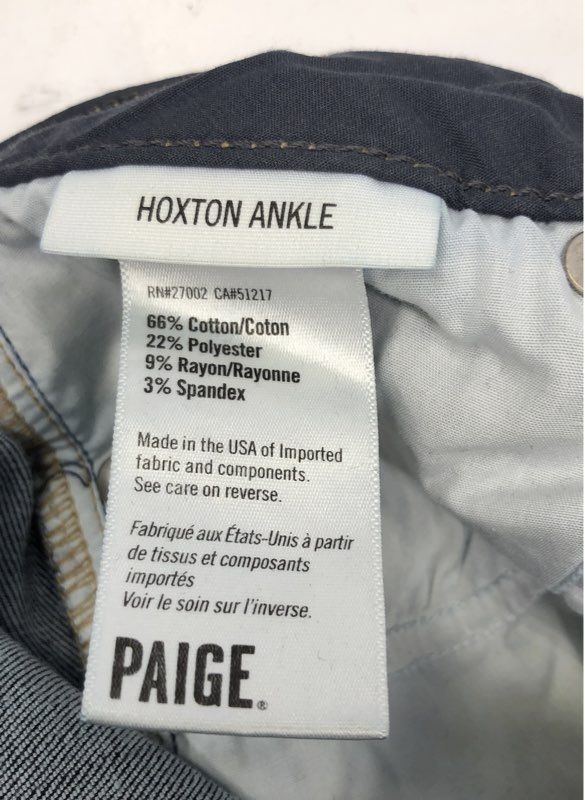 PAIGE Women's Hoxton Ankle High Rise Skinny Jeans Dark Blue Wash Sz 26