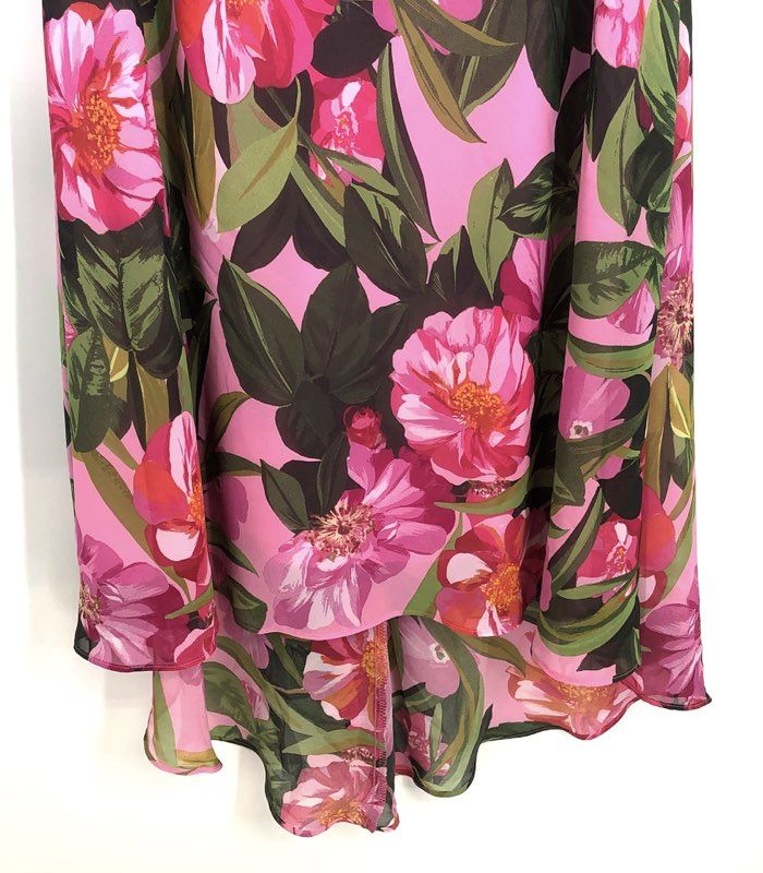 Ignite Evenings Women's Pink Floral High Low Flutter Sleeve Chiffon Dress Sz 8