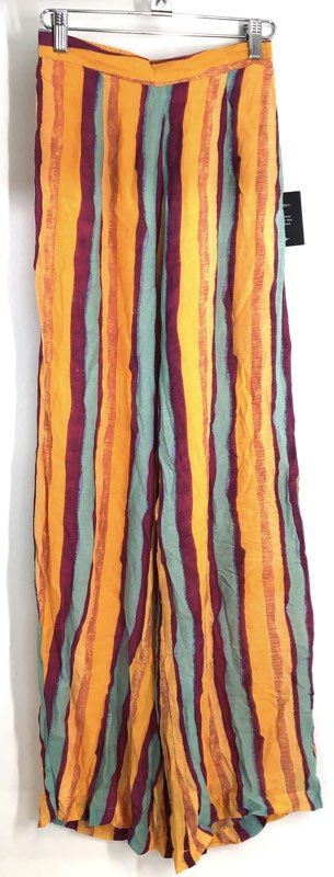Lulus Women's Multicolor Striped Boho High Rise Wide Leg Pants NWT Sz XS