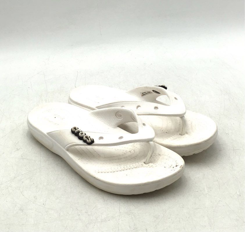 Crocs Women&#39;s White Casual Slip-On Flip-Flop Sandals - Size 10