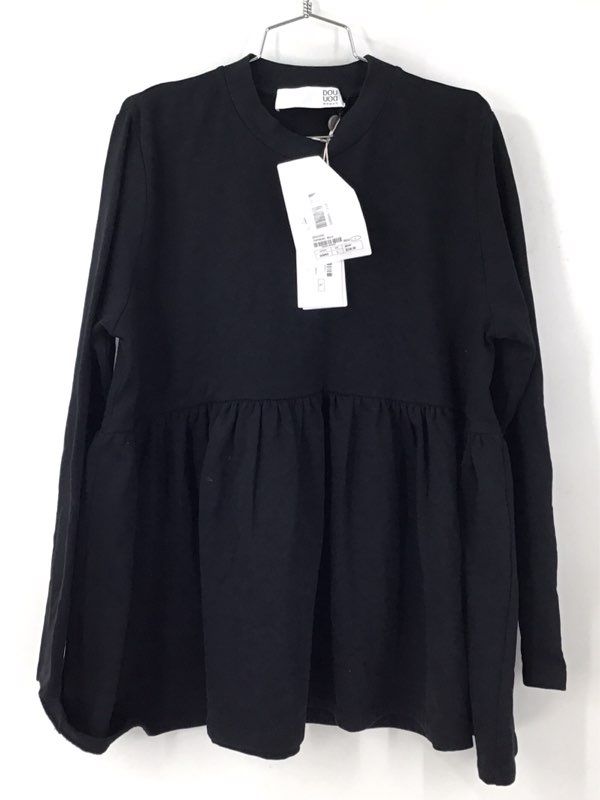 NWT Douuod Women's Black Cotton Tunic Top - Size L