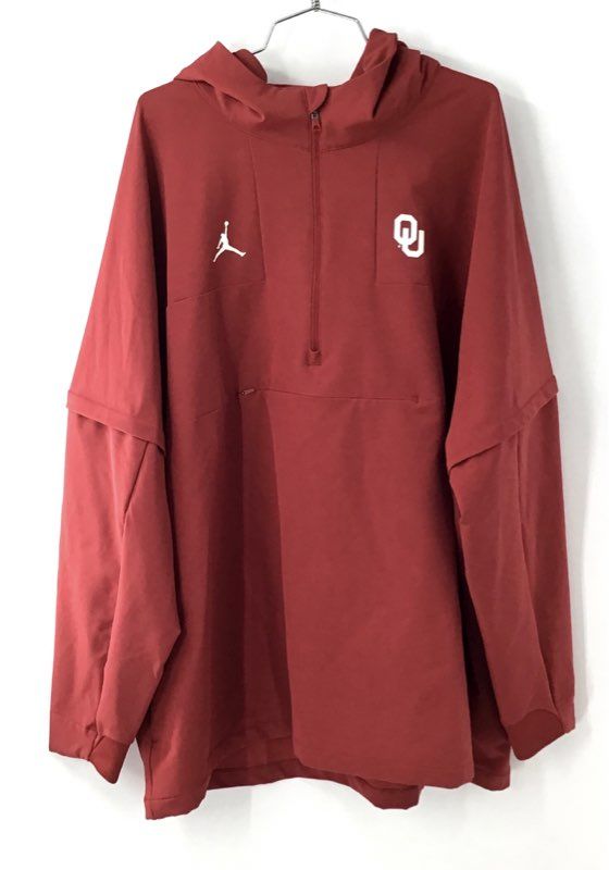 Jordan Men's Oklahoma Sooners OU Pullover Jacket Red Hooded Half Zip Sz 3XL