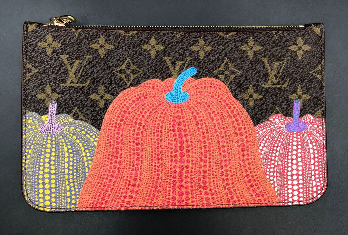 Louis Vuitton Inspired Brown LV Monogram & Multicolor Pumpkin Print Wristlet