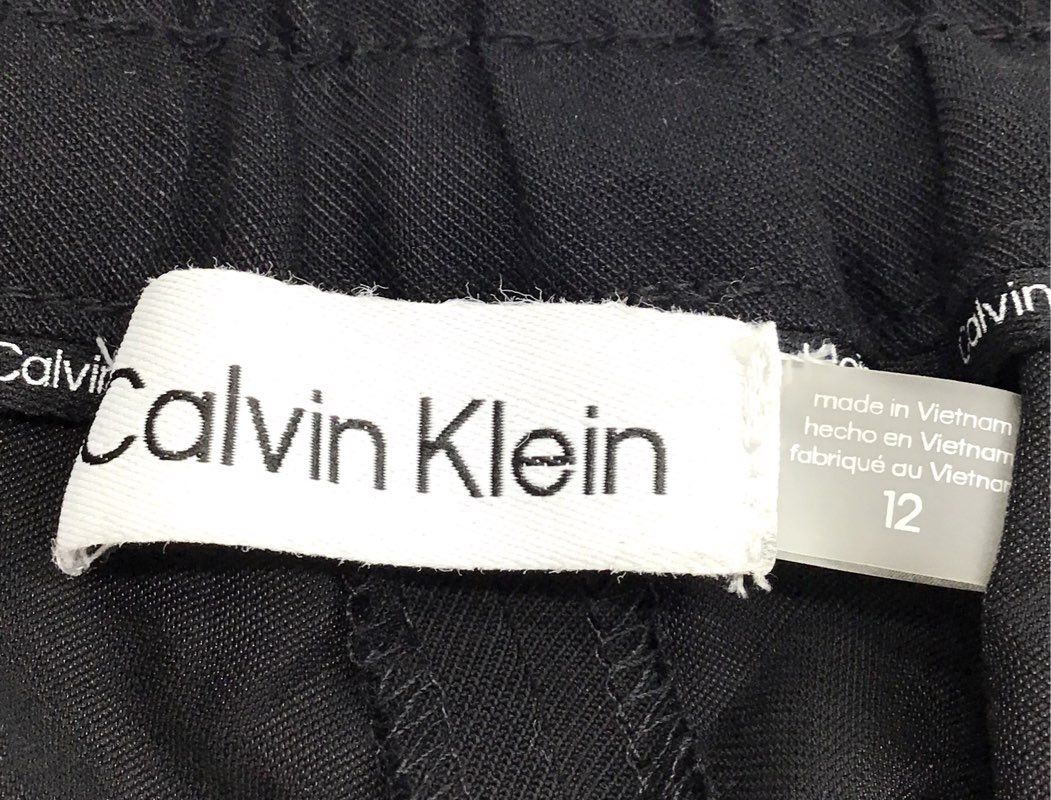 Calvin Klein Women's Black Pleated Straight Leg Rayon Blend Dress Pants Size 12