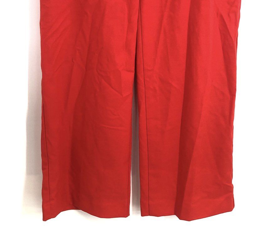 Ann Taylor Women's Red Wide Leg Gold Button Side Zip Trousers NWT Sz 2