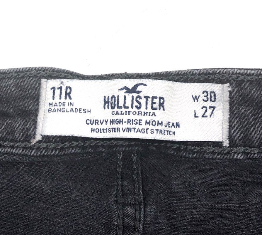 Hollister Women's Curvy High-Rise Mom Jeans Black Grey Split Two-Tone Sz 11R