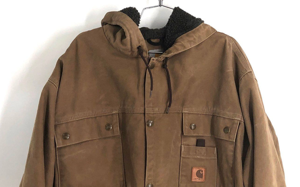 Carhartt Men's J284 FRB Sandstone Sherpa Lined Hooded Work Jacket Brown Sz 2XL