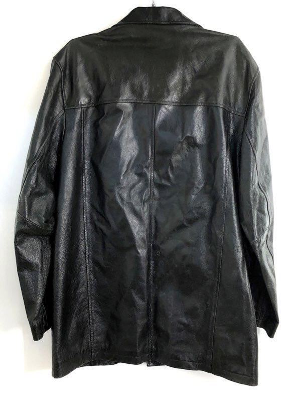 M. Julian Wilsons Men's Black Leather Button Front Car Coat Jacket Sz M