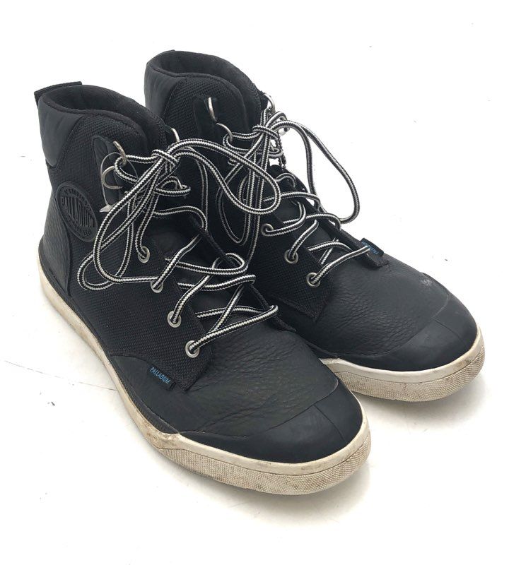 Palladium Pampa Hi Black Leather Textile High Top Boots Men's Size 8.5