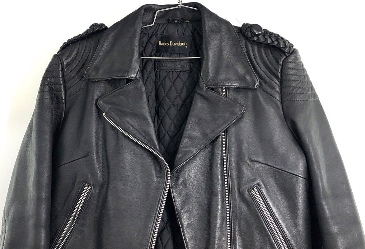 Vintage 80s Harley-Davidson Braided Shoulder Leather Moto Jacket Sz 40W