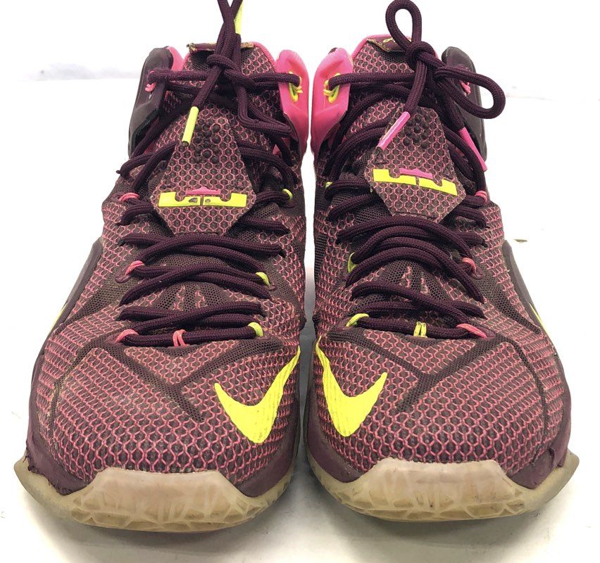 Nike LeBron 12 Double Helix Merlot Volt Pink Basketball Shoes Size 11.5