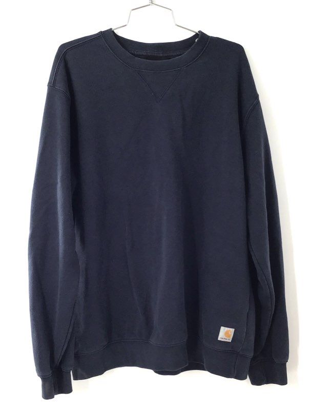 Carhartt Men's K124 Loose Fit Crewneck Sweatshirt Blue Logo Patch Size L