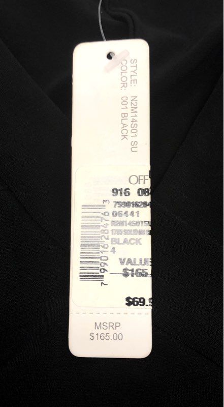 Laundry by Design Women's Black V-Neck Cap Sleeve Ruched Wrap Front Dress 4 NWT