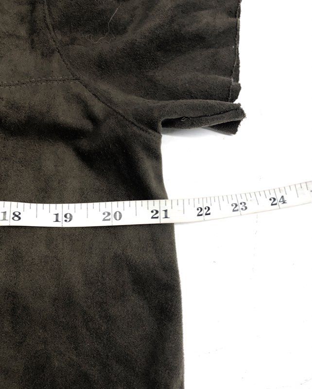 Olivaceous Women's Olive Faux Suede Short Sleeve Scoop Neck Shift Dress Sz L
