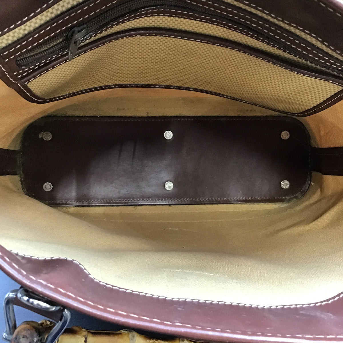 Dooney & Bourke Vintage Tan\Dark Brown 'Bamboo Shopper' Tote Bag (+COA)