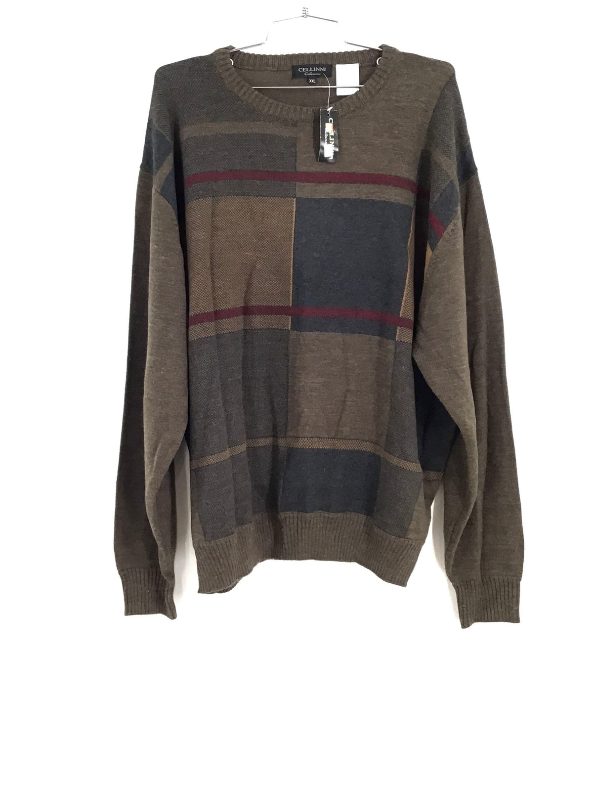 NWT Cellinni Collezione Brown Gray Pullover Sweater - Size 2XL