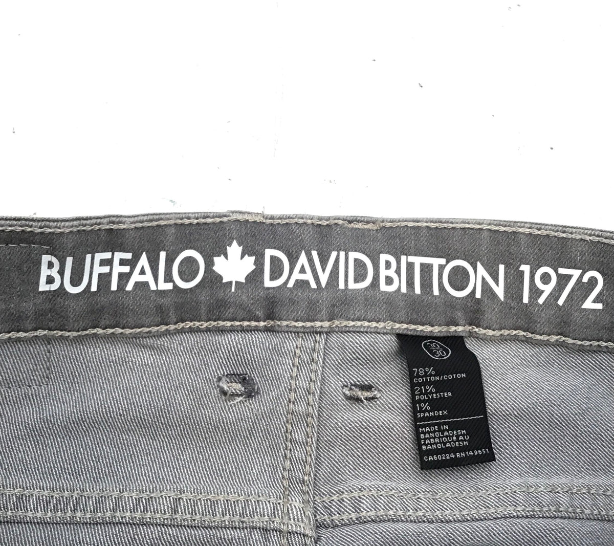 NWT Buffalo David Bitton Men&#39;s Gray Stretch Denim Straight Jeans - Size 30/30