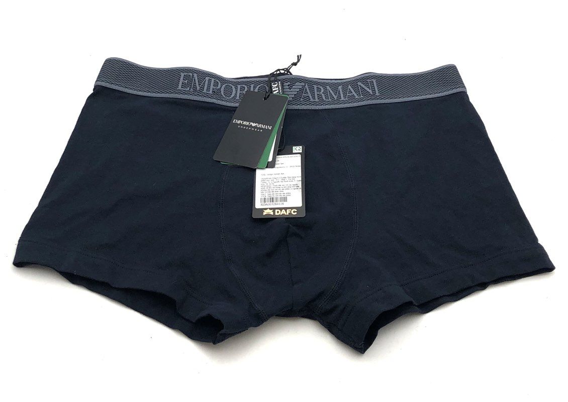 Emporio Armani Men's Navy Blue Logo Waistband Cotton Trunk Underwear Sz M NWT