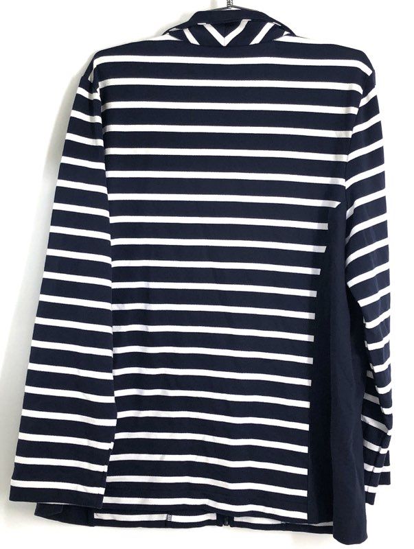 Karen Scott Sport Women's Navy White Striped Full Zip Jacket Cardigan Sz XL NWT