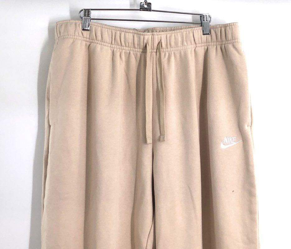 Nike Women's Oversized Mid Rise Sweatpants Beige Fleece Joggers NWT Sz L