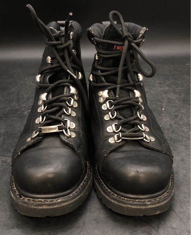 Harley-Davidson 91616 Black Leather Motorcycle Hiker Boots Men's Size 8