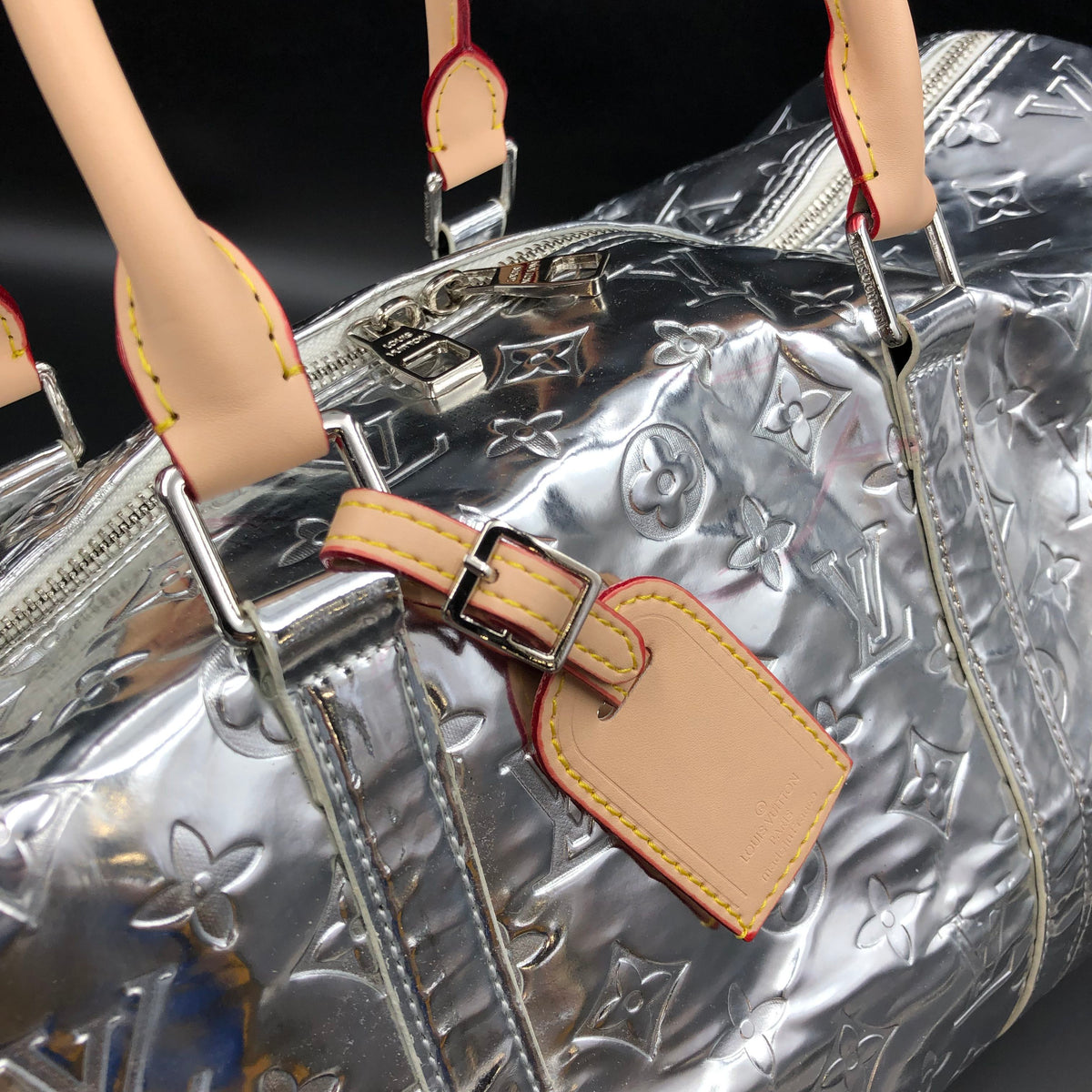 Louis Vuitton Inspired Large Mirror Silver Monogram Keepall Bandouliere 50 Bag