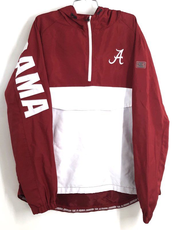 Colosseum Men's Alabama Crimson Tide Half Zip Hooded Windbreaker Jacket Sz L