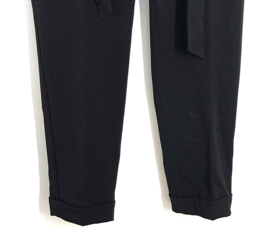 LOFT Women's The Devin Slim Pants Black Tie Waist Cuffed Petite Sz 0P NWT