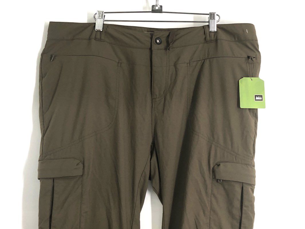 REI Women's Convertible Hiking Pants Olive Green Cargo Zip-Off Sz 16 NWT
