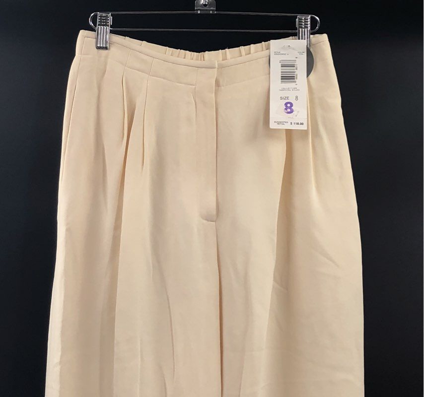 Vintage 90s Liz Claiborne Women's Cream Silk Pleated Tropical Silks Pants NWT 8P