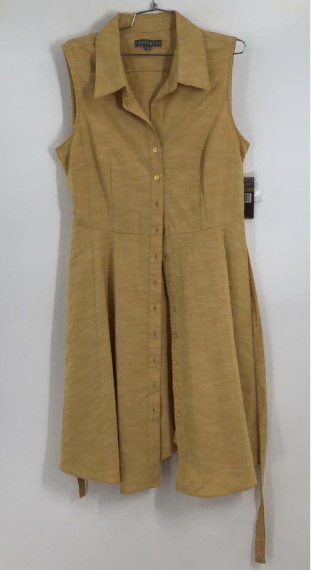 NWT Sharagano Men&#39;s Gold Ray Sleeveless Collared Shirt Dress - Size 14