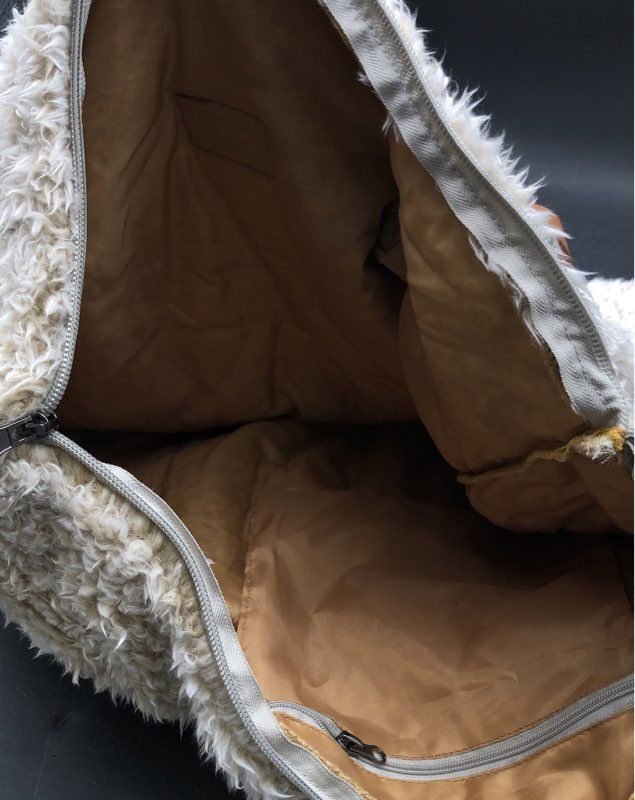 Simply Southern Cream Sherpa Faux Fur Blanket Tote Bag NWT Large