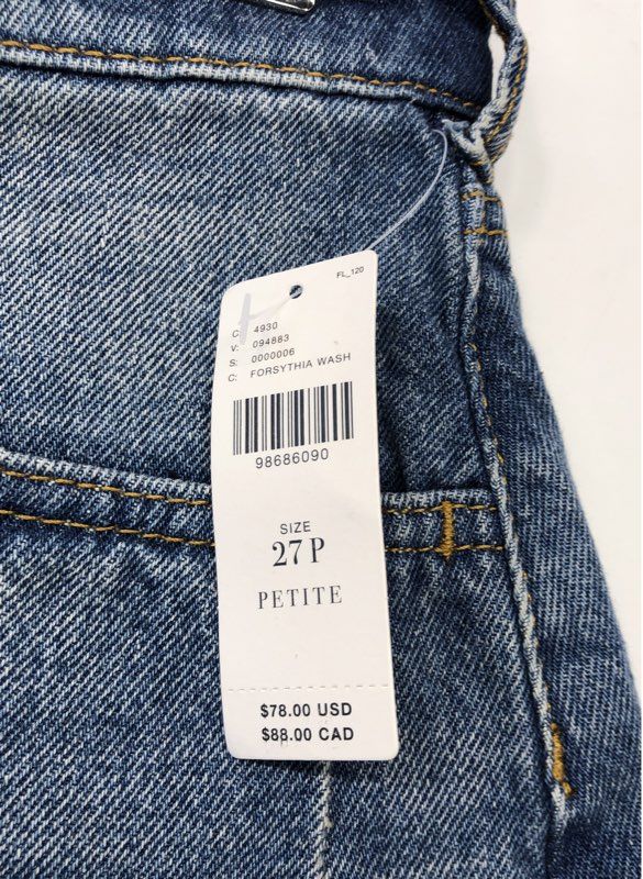 Pilcro Women's Forsythia Wash Denim Cut-Off Shorts Raw Hem NWT Sz 27P