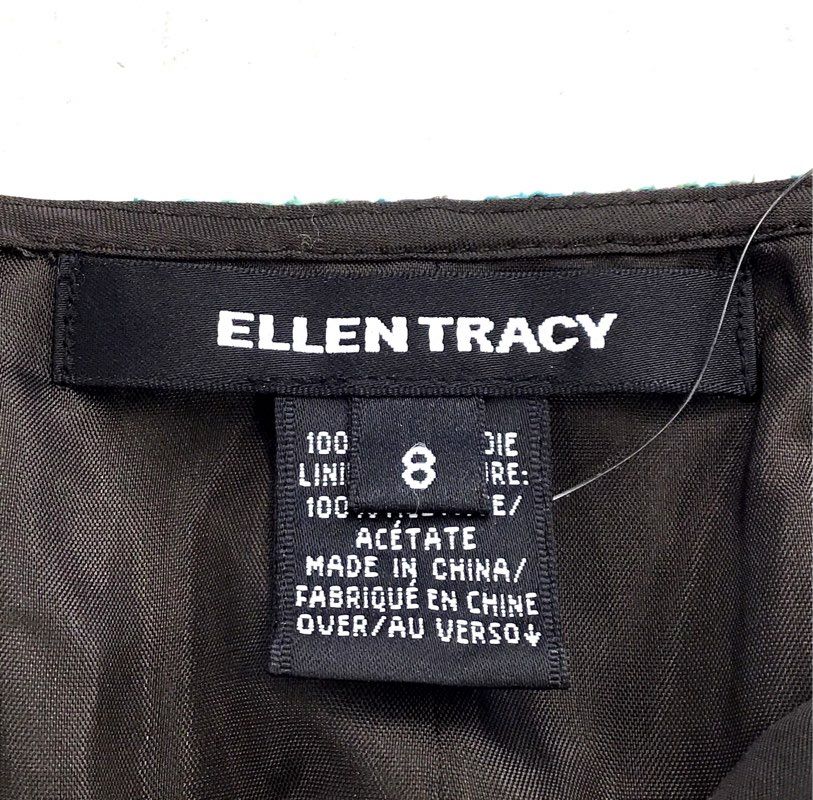 NWT Ellen Tracy Women's Mahogany Plaid Silk Straight & Pencil Skirt - Size 8