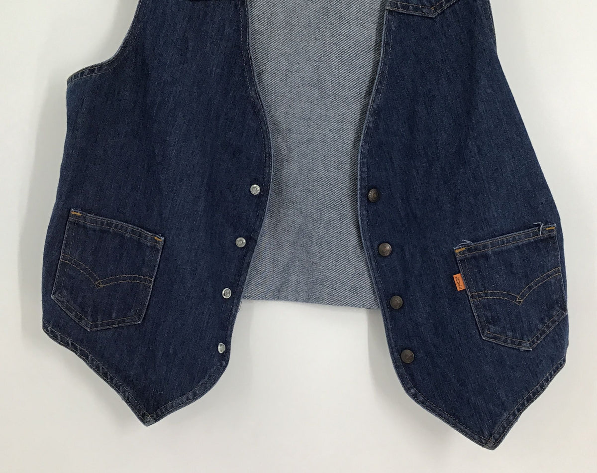 Levi’s Men&#39;s Blue Denim Casual Biker Vest - Size Large