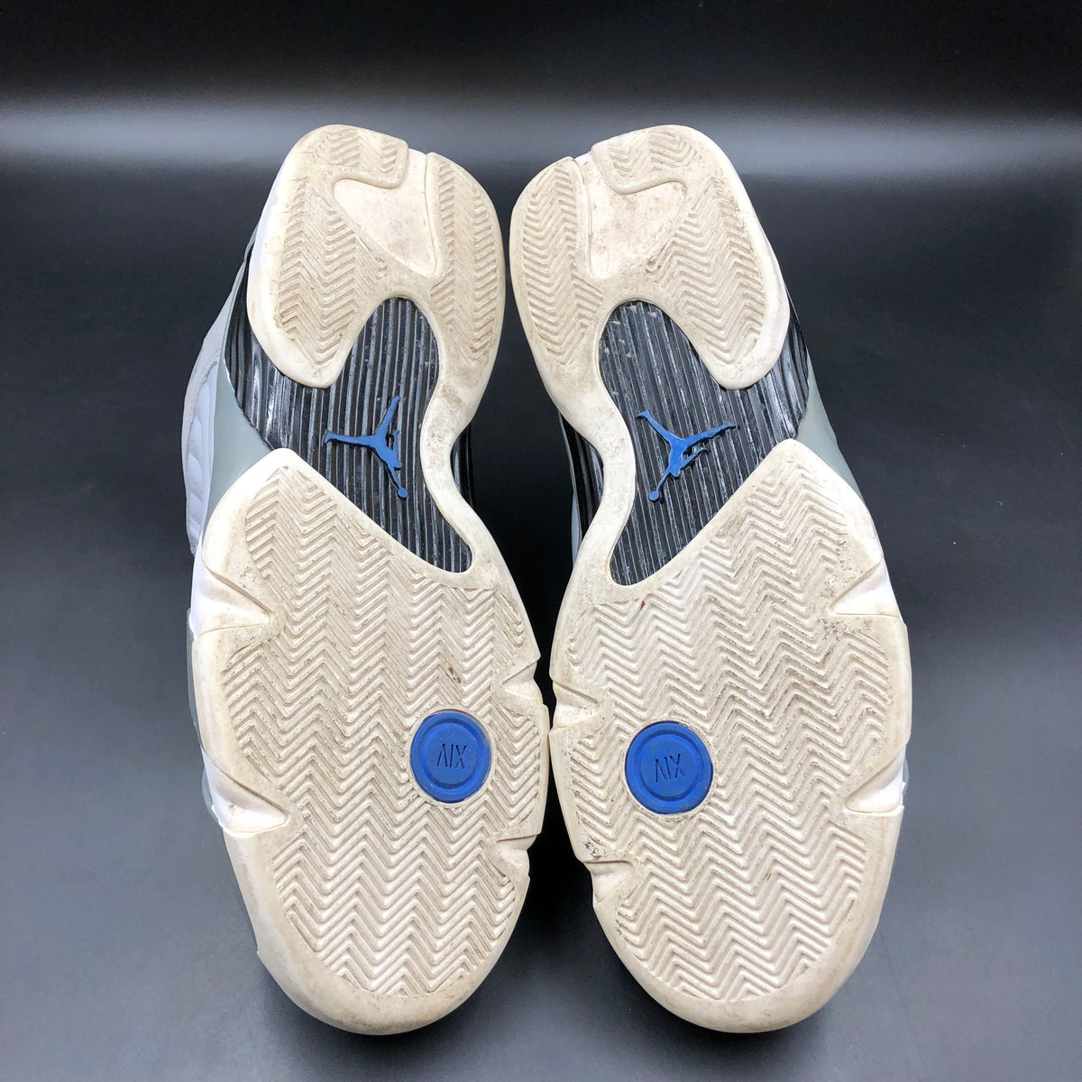 Nike Air Jordan 14 Retro Wolf Grey Sport Blue Sneakers Size 14 COA
