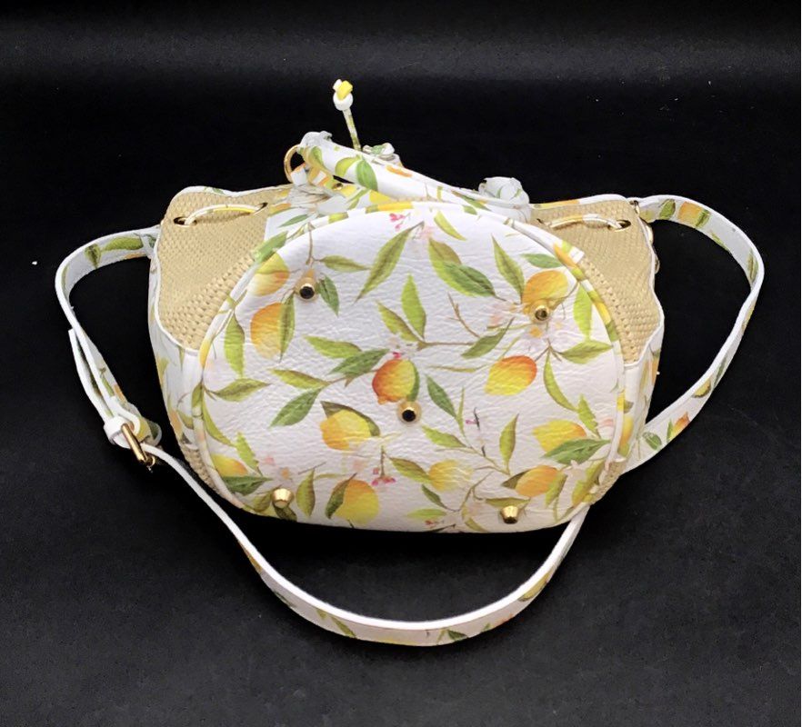 Valentina Multicolor Lemon Print Bucket Bag