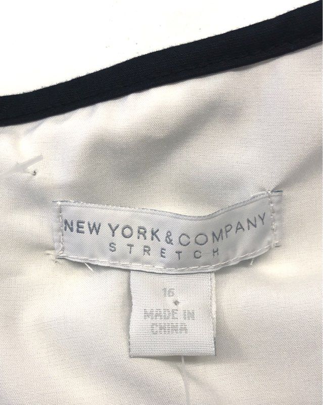 New York & Company Women's Black White Gingham Sleeveless V-Neck Dress NWT Sz 16