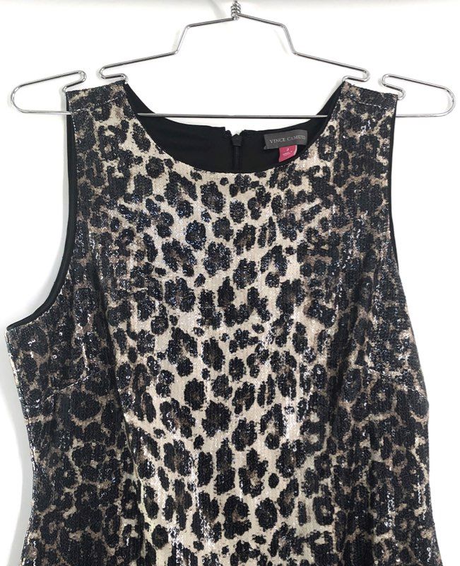 Vince Camuto Women's Highland F1 Leopard Sequin Sheath Dress Size 2 NWT