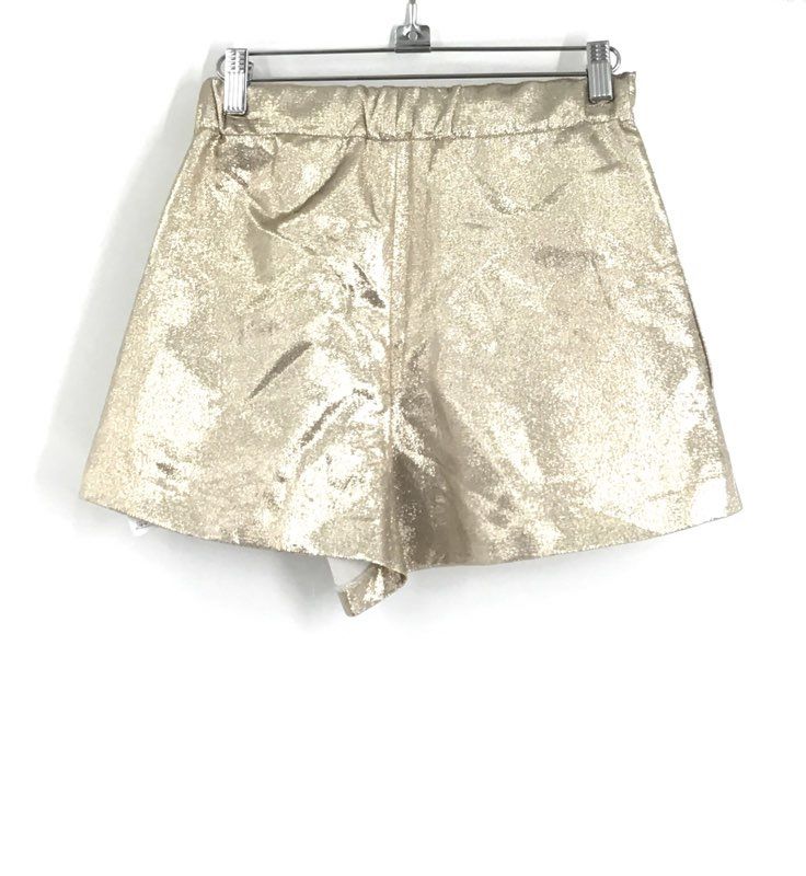 NWT Maje Women&#39;s Gold Elastic Waist Mom Shorts - Size 36