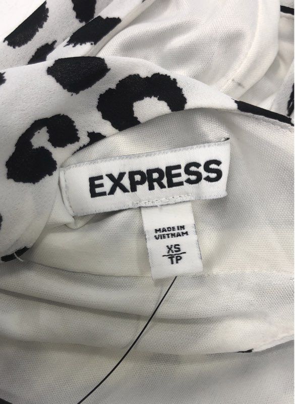 Express Women Leopard Print V-Neck Spaghetti Strap Wrap Dress White Black NWT XS