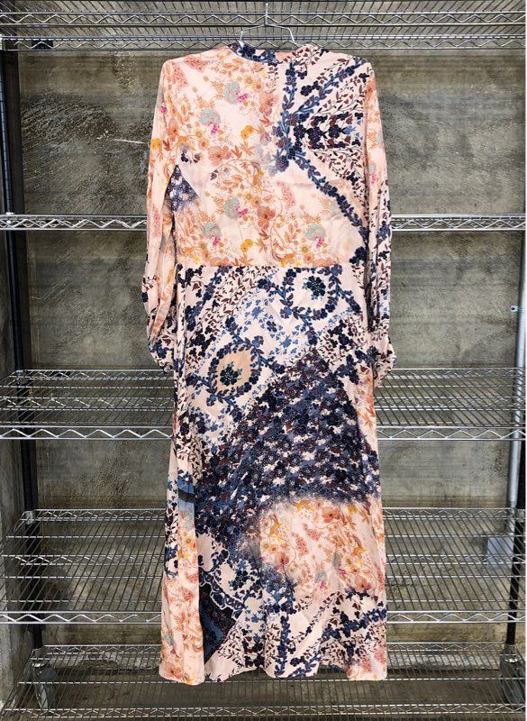Soft Surroundings Women's Nassau Shirtdress Peach Blue Floral Maxi S NWT