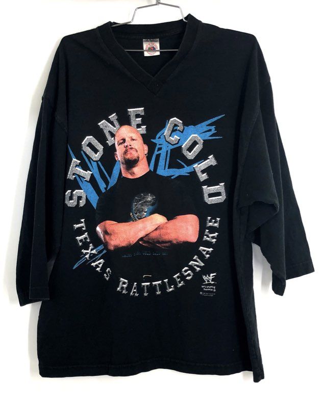 Vintage 1998 Stone Cold Steve Austin WWF Texas Rattlesnake V-Neck Shirt Sz M/L