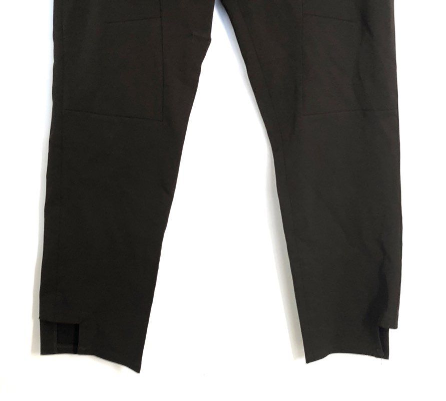 Women's Dark Brown Stitched Knee Ankle Slit Trousers Pants Sz 35x27