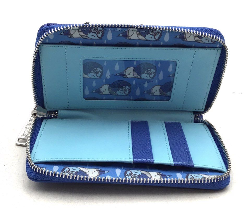 Loungefly Women&#39;s Blue Disney Pixar Sadness Zip-Around Wallet