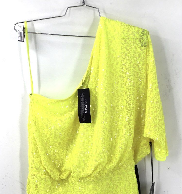 NWT New York & Company Women's Yellow One Shoulder Mini Dress - Size S