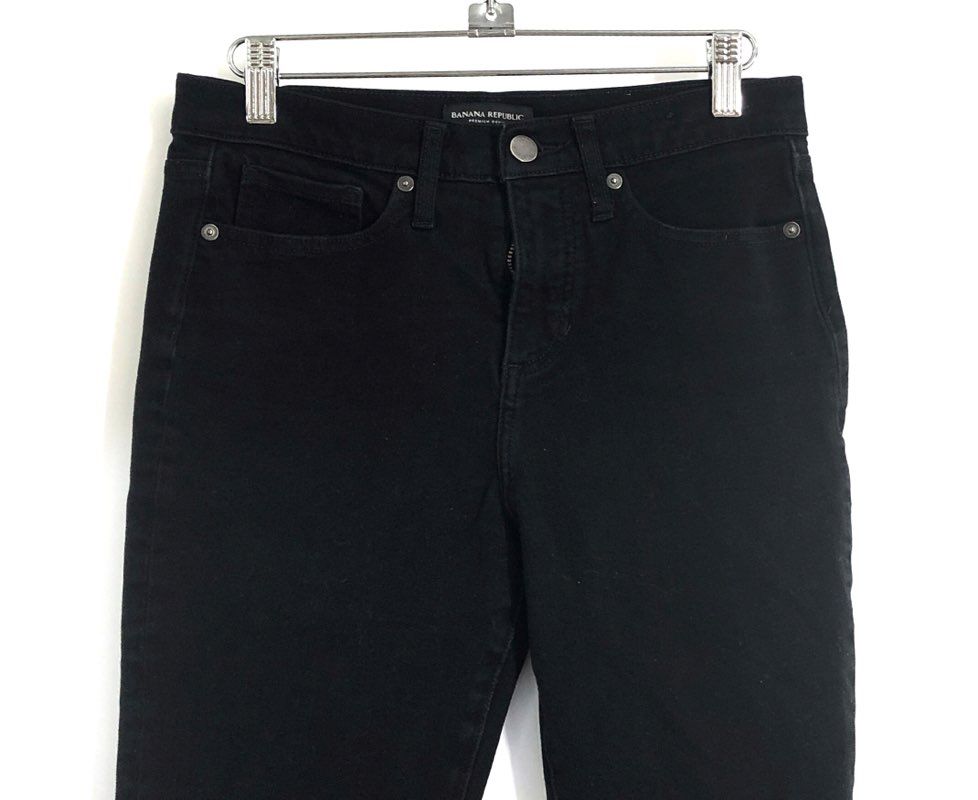 Banana Republic Women's Black High-Rise Skinny Premium Denim Frayed Hem Sz 26 R