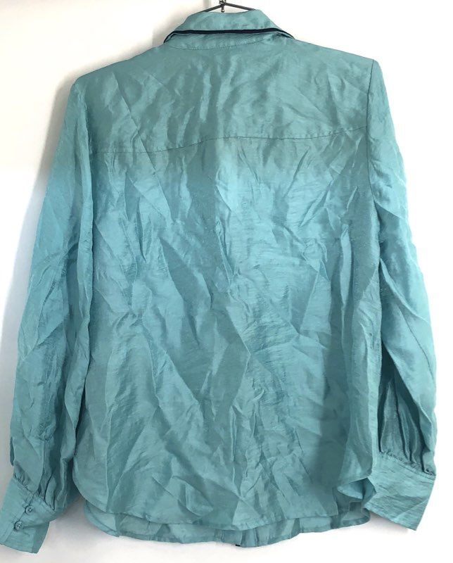 Chico's Women's Piping Shirt Aquatic Teal Button Front Long Sleeve Sz 1 NWT