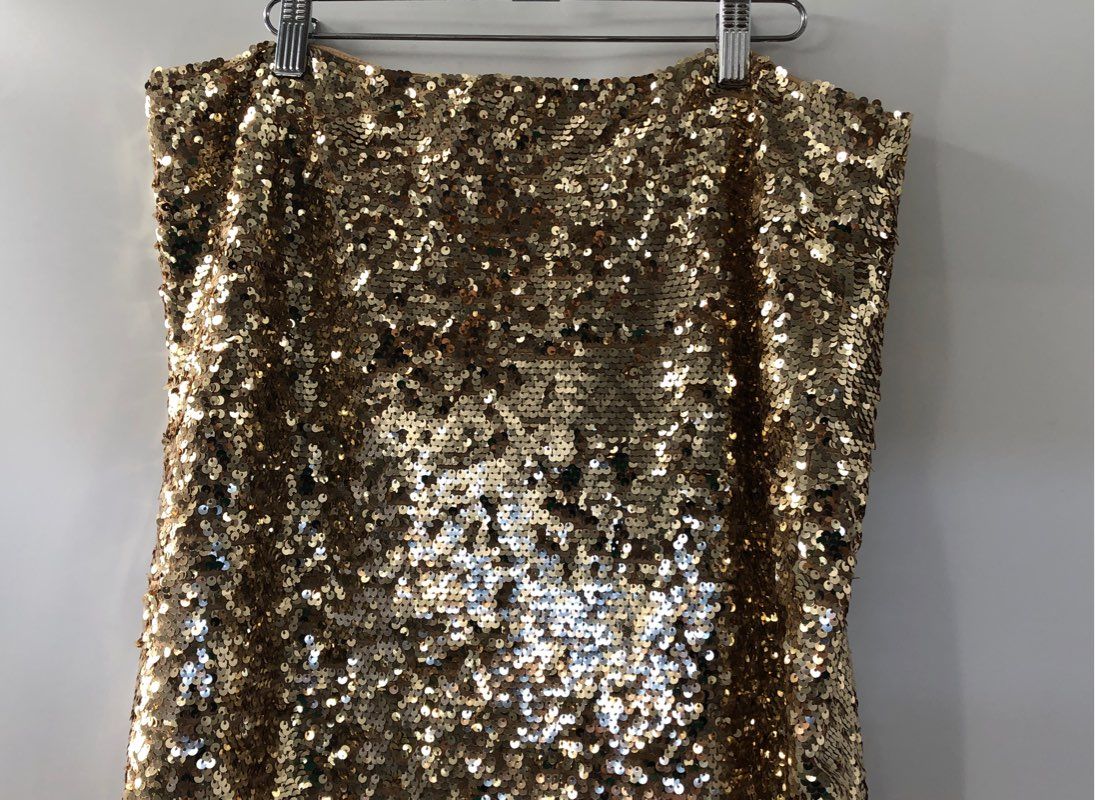 NWT Michael Kors Women&#39;s Gold Sequin Strapless Back Zip Mini Dress - Size XL